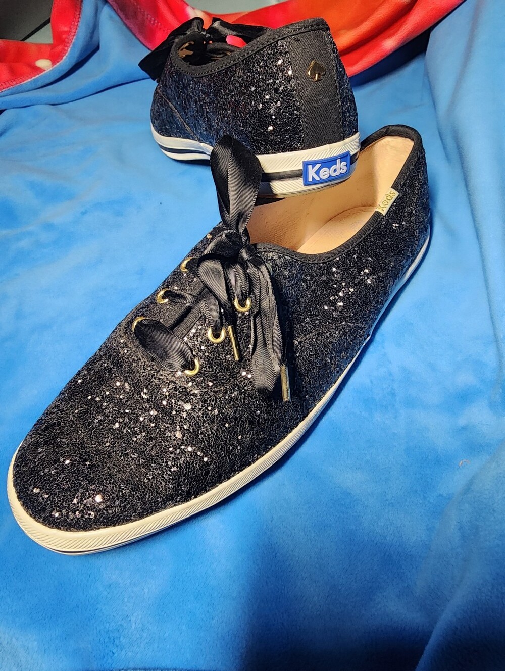 Keds x Kate Spade Women's Glitter Lace-Up Sneaker - Black Size 10